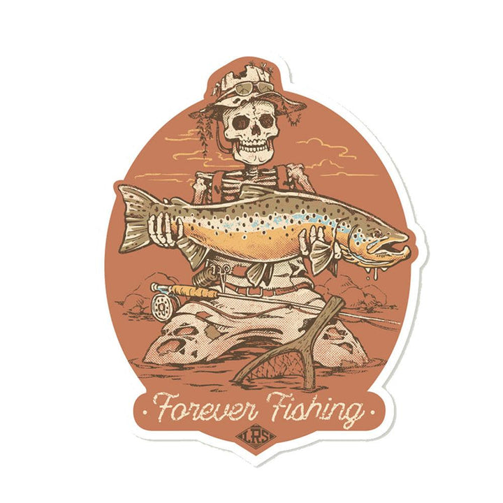 Lakes Rivers Streams Forever Fishing Decal in Brown Trout