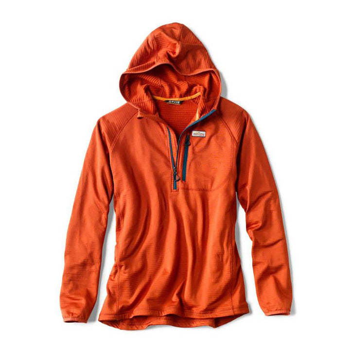 Orvis Horseshoe Hills 1/4 Hoodie Men's in Burnt Orange