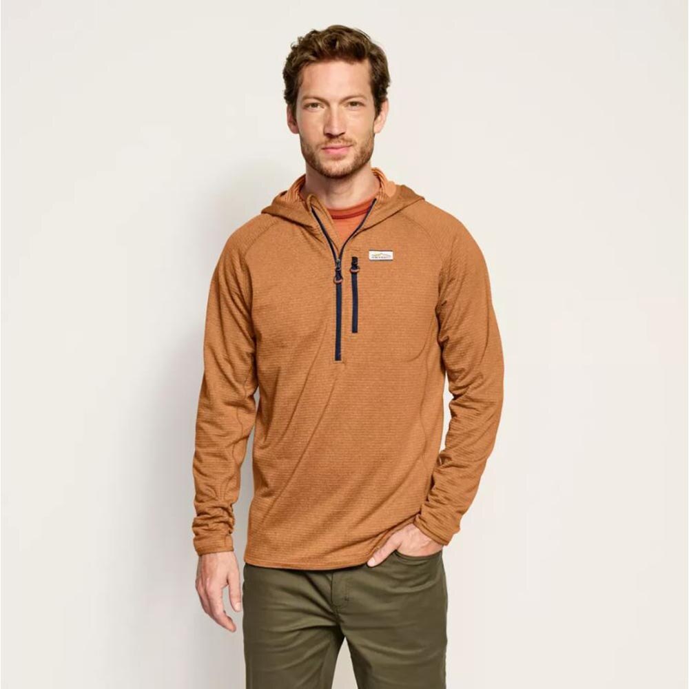 Orvis Horseshoe Hills 1/4 Hoodie Men's in Dark Vicuna