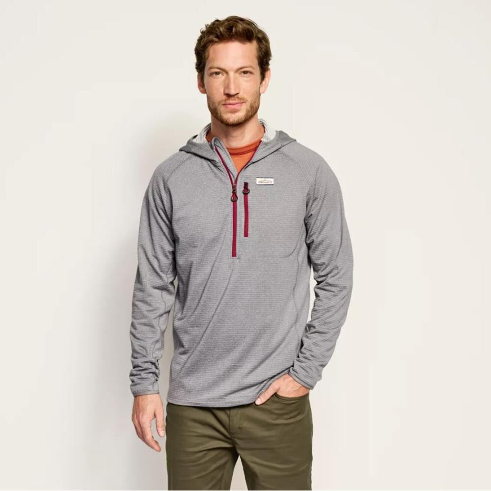Orvis Horseshoe Hills 1/4 Hoodie Men's in Heather Grey