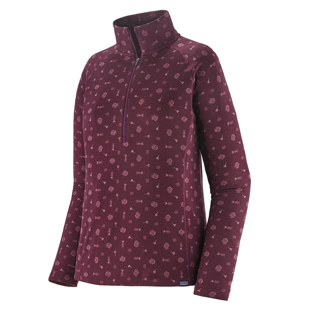 Patagonia Capilene Midweight ZipNeck Top Women’s in Fire Floral Night Plum