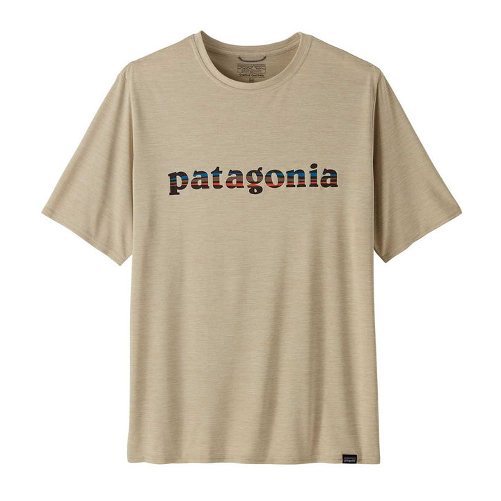 Patagonia Capilene Cool Daily Graphic Shirt Men's in 73 Text Logo Pumice XDye