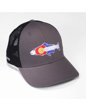 RepYourWater Colorado Trout Flag Mesh Back Hat in Grey and Black