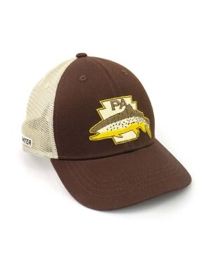 RepYourWater Pennsylvania Keystone Mesh Back Hat in Brown and Tan