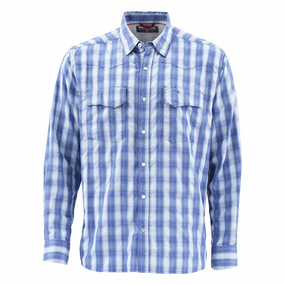 Simms Big Sky Long Sleeve Shirt Men's in Mist Plaid