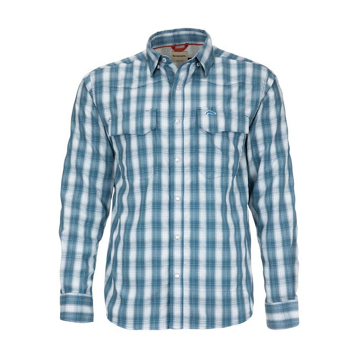 Simms Big Sky Long Sleeve Shirt Men's in Nightfall and Tropic Green Plaid