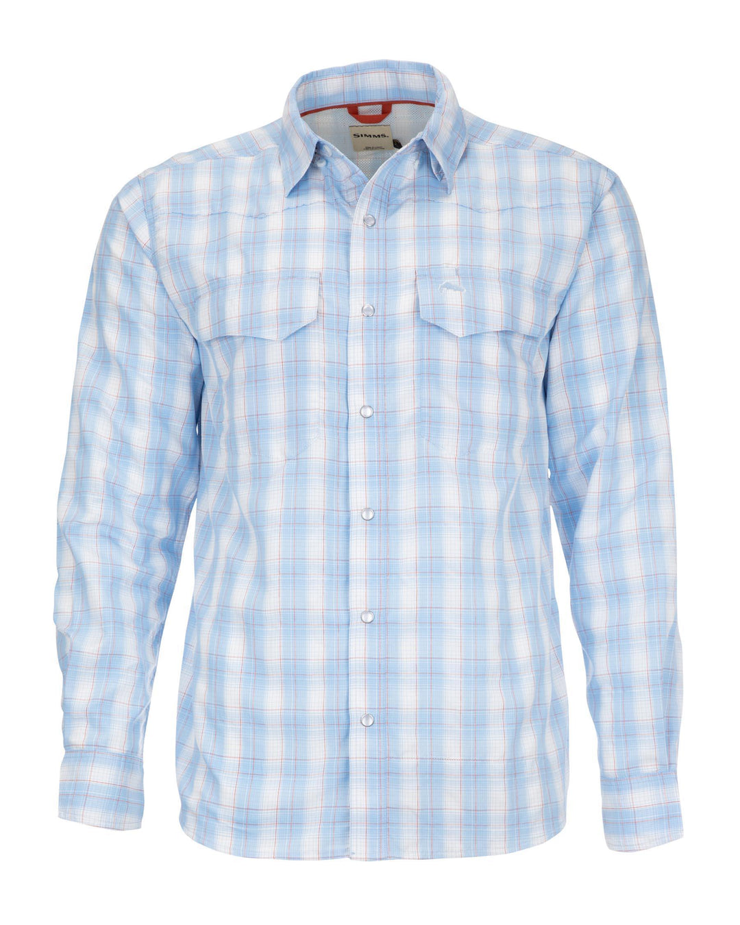 Simms Big Sky Long Sleeve Shirt Men's in Sky and Flame Plaid