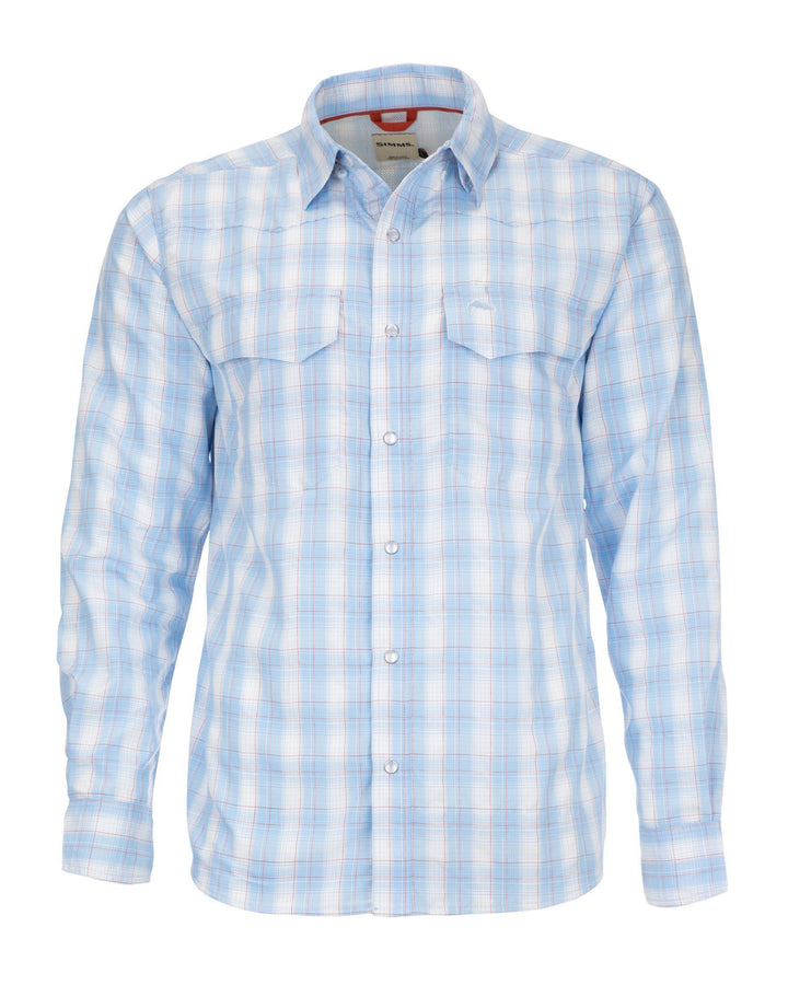 Simms Big Sky Long Sleeve Shirt Men's in Sky and Flame Plaid
