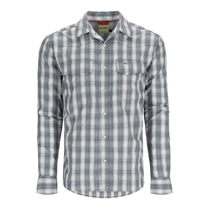 Simms Big Sky Long Sleeve Shirt Men's in Storm and Simms Orange Plaid