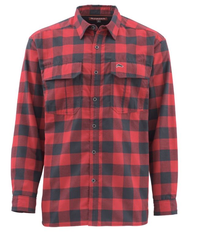 Simms ColdWeather Long Sleeve Shirt Men's in Red Buffalo Plaid