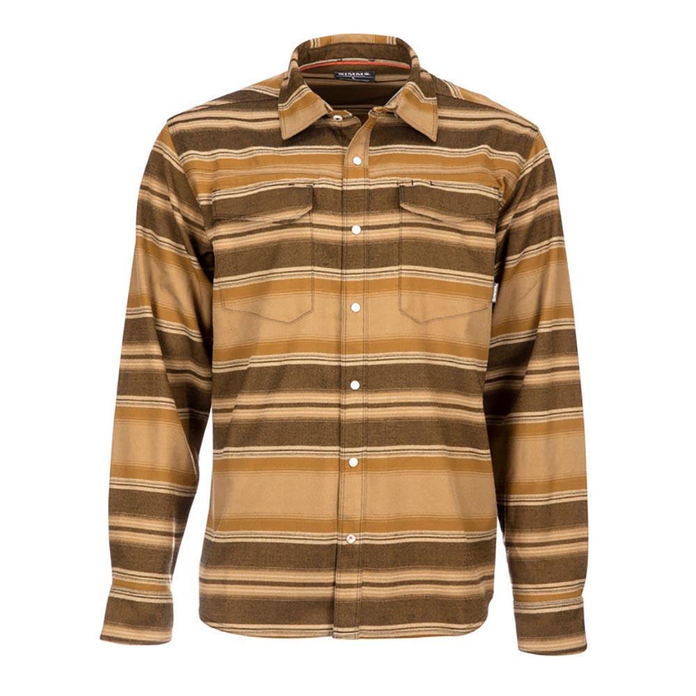 Simms Gallatin Flannel Long Sleeve Shirt Men's in Dark Bronze Stripe