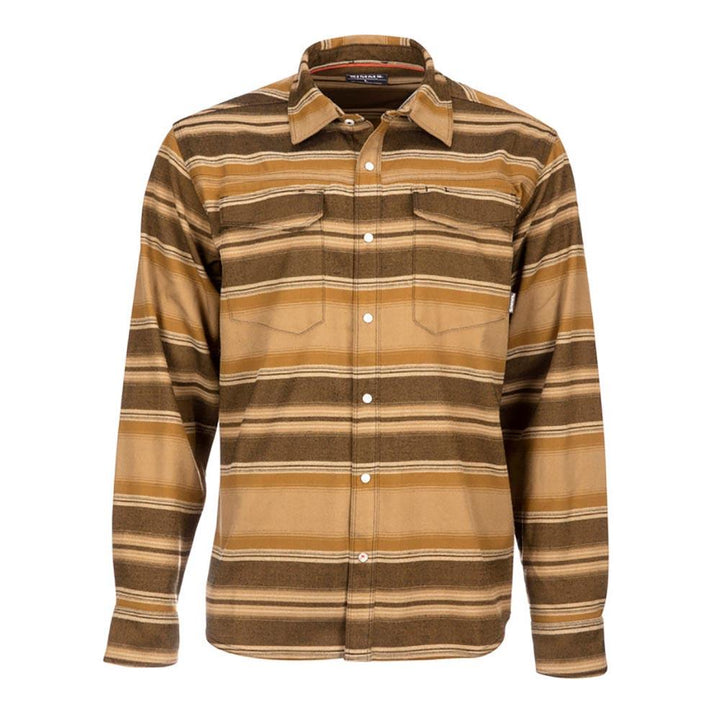 Simms Gallatin Flannel Long Sleeve Shirt Men's in Dark Bronze Stripe