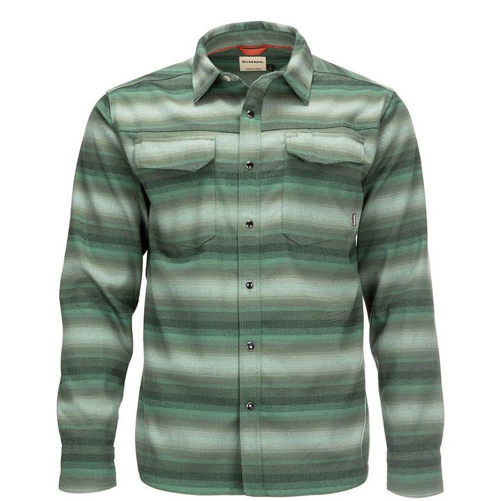 Simms Gallatin Flannel Long Sleeve Shirt Men's in Moss Stripe
