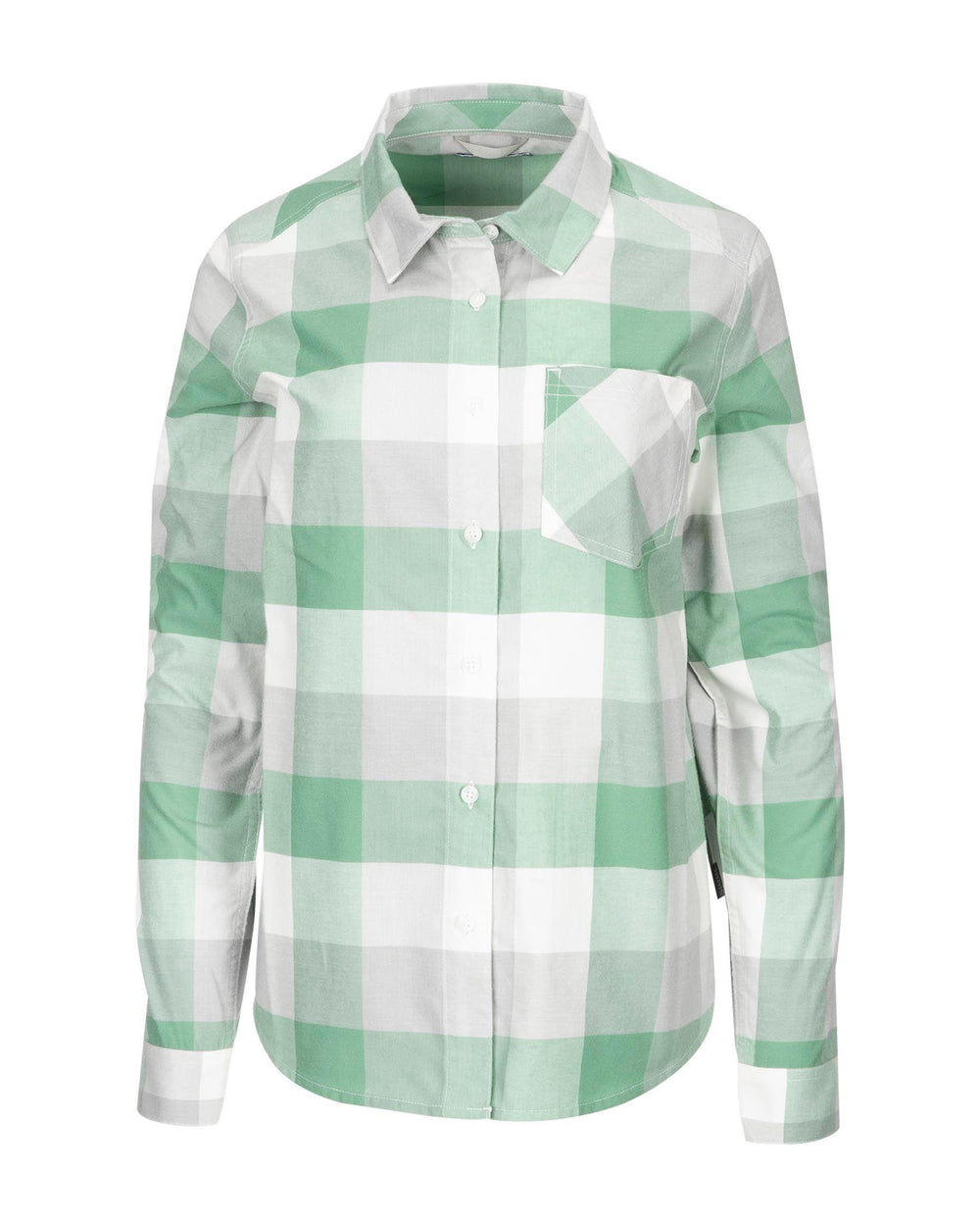 Simms Sunset Flannel Shirt Women's in Seafoam Buffalo Plaid