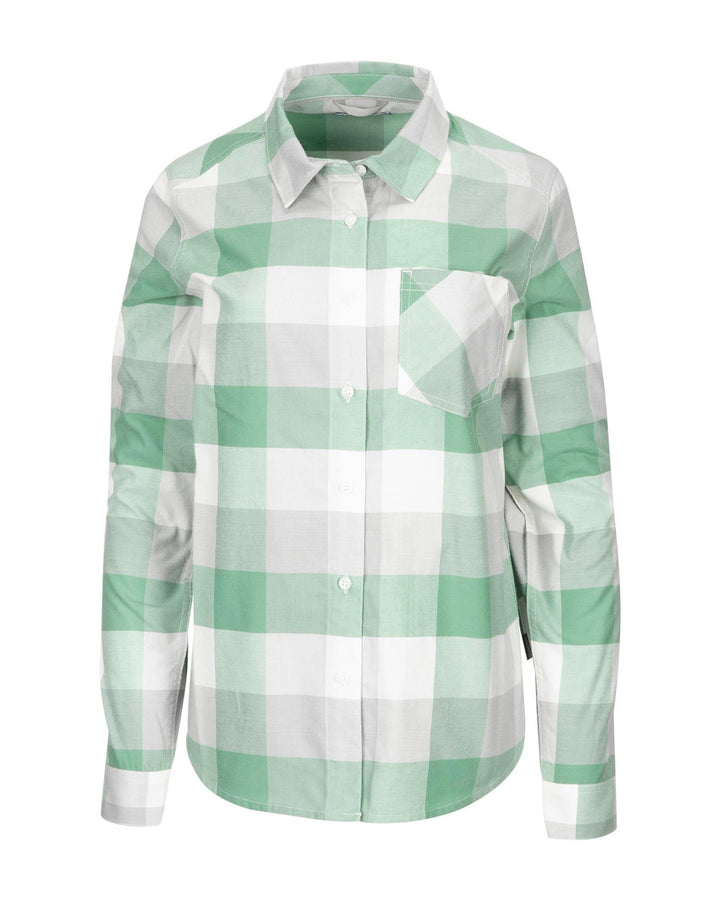 Simms Sunset Flannel Shirt Women's in Seafoam Buffalo Plaid