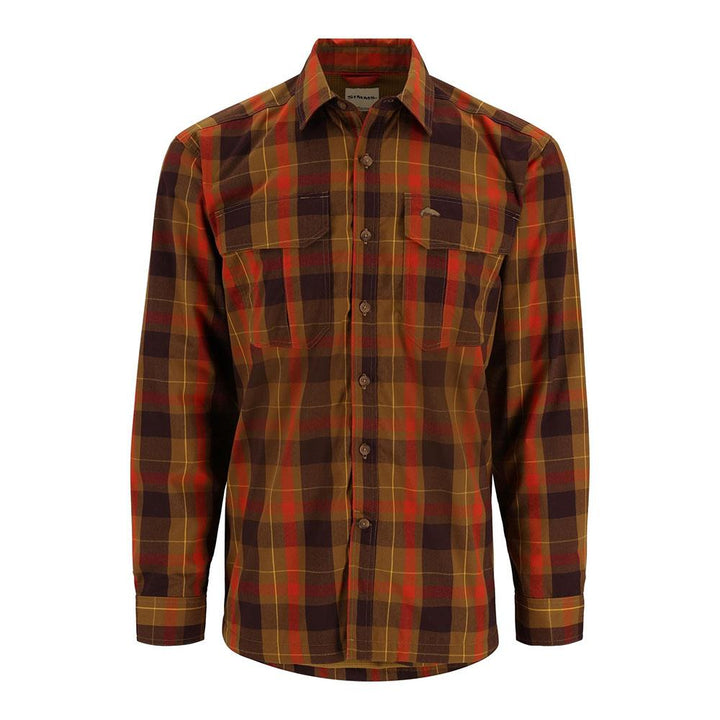 Simms Coldweather Long Sleeve Shirt Men's in Bronzeback Logan Plaid