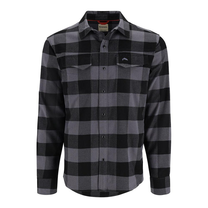 Simms Gallatin Flannel Long Sleeve Shirt Men's in Slate Buffalo Check