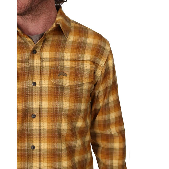 Simms Gallatin Flannel Long Sleeve Shirt Men's in Kennebec Plaid Sandbar