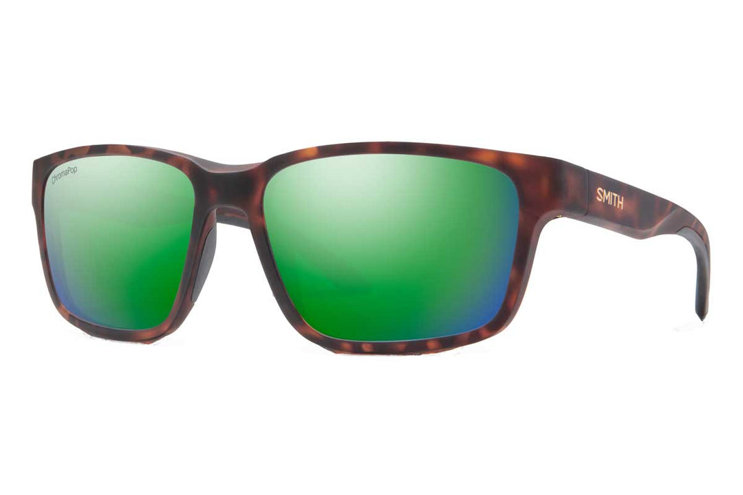 Smith Basecamp Sunglasses ChromaPop Polarized in Matte Tortoise with Green Mirror
