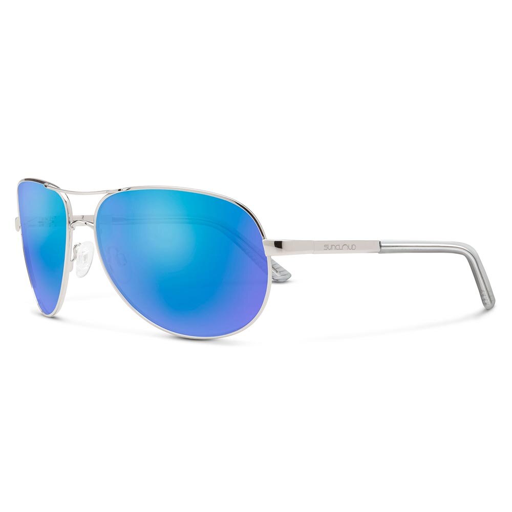 Suncloud Aviator Sunglasses Polarized in Silver with Blue Mirror