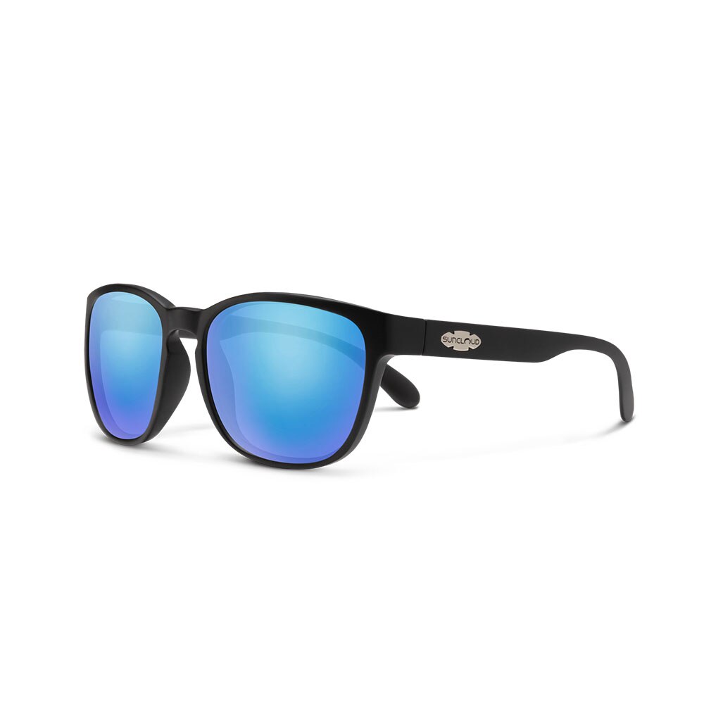 Suncloud Loveseat Sunglasses Polarized in Matte Black with Blue Mirror