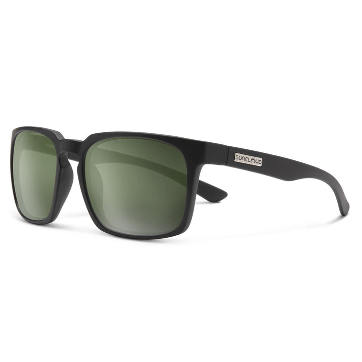 Suncloud Hundo Sunglasses Polarized in Matte Black with Grey Green