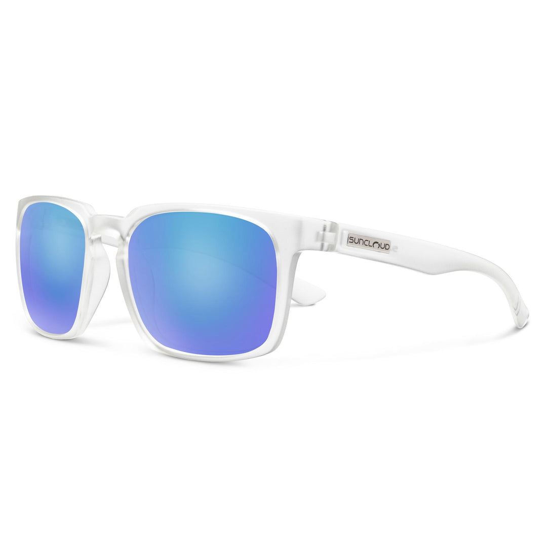 Suncloud Hundo Sunglasses Polarized in Matte Crystal with Blue Mirror