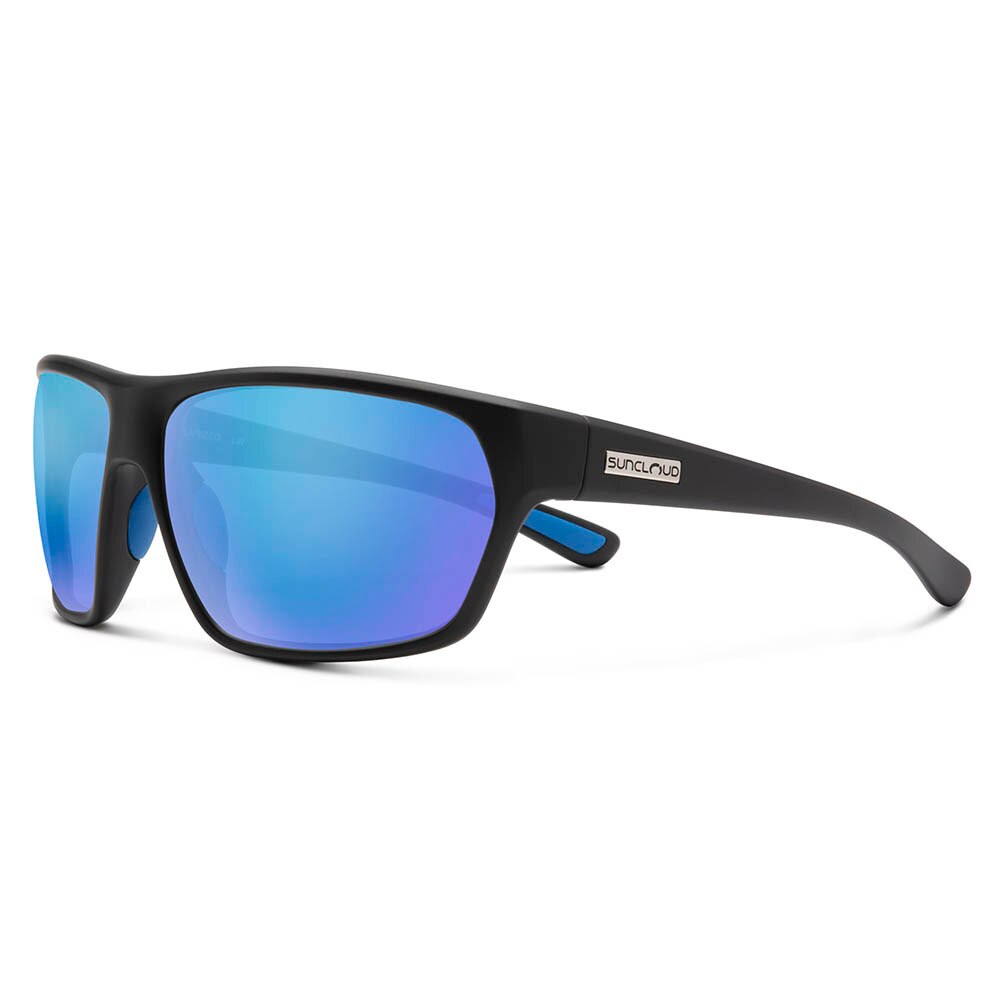 Suncloud Boone Sunglasses Polarized in Matte Black with Blue Mirror