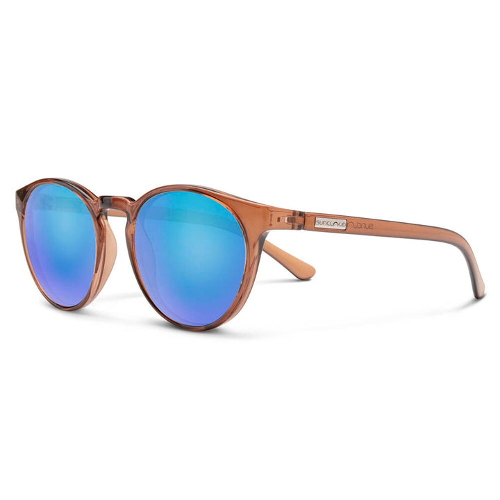 Suncloud Metric Sunglasses Polarized in Transparent Brown with Blue Mirror