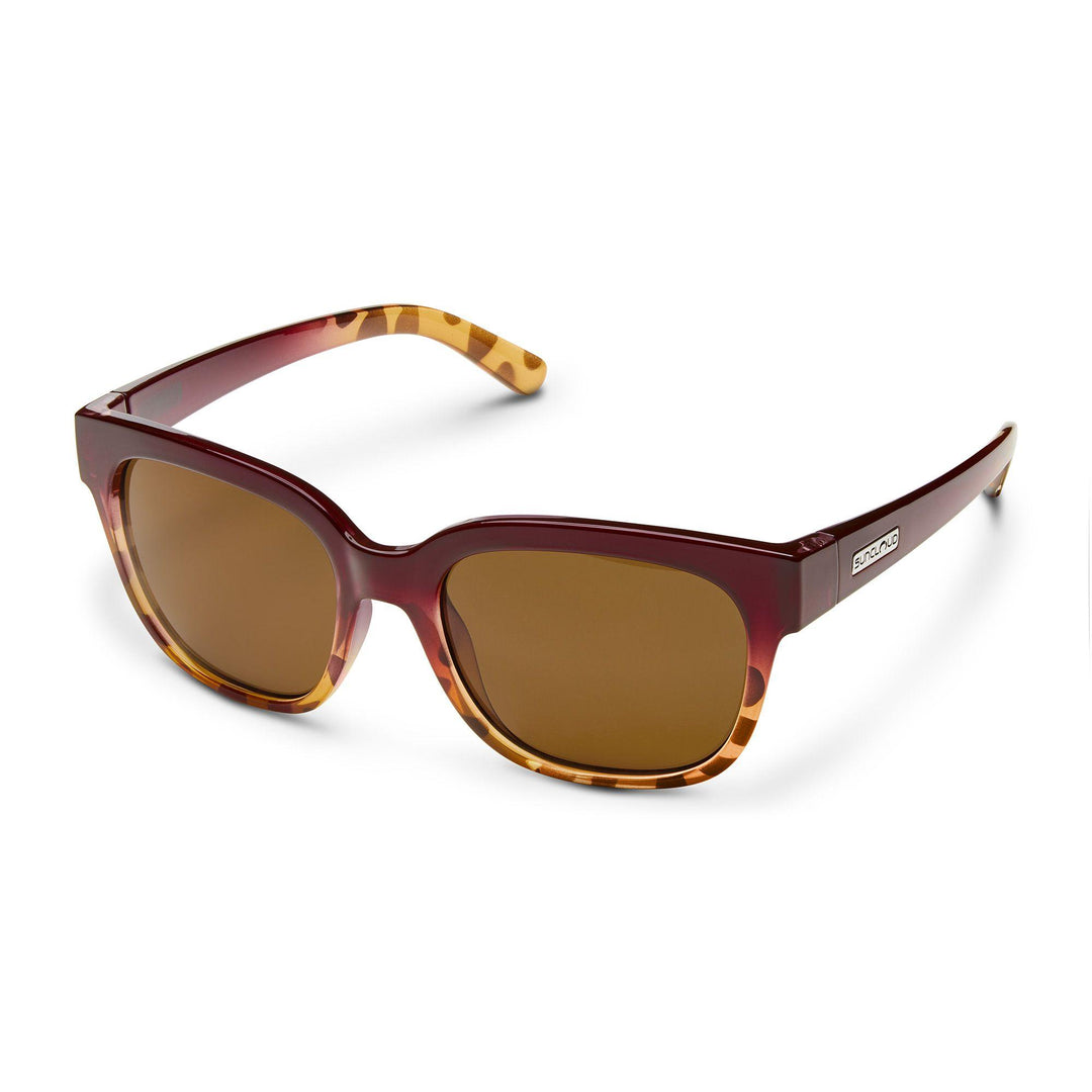 Suncloud Affect Sunglasses Polarized in Raspberry Tortoise Fade with Brown