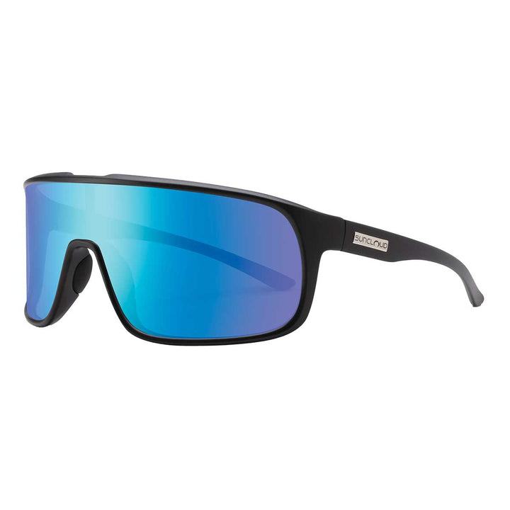 Suncloud Double Up Sunglasses Polarized in Matte Black with Blue Mirror
