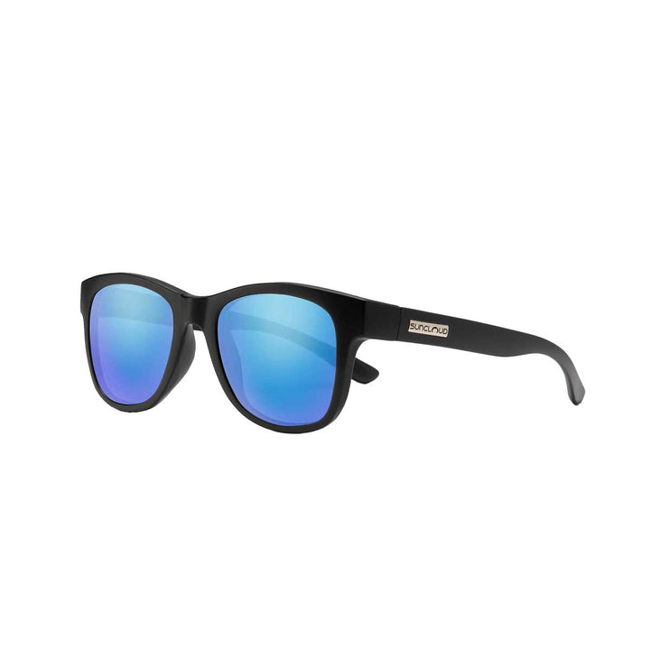 Suncloud Leeway Sunglasses Polarized in Matte Black with Blue Mirror