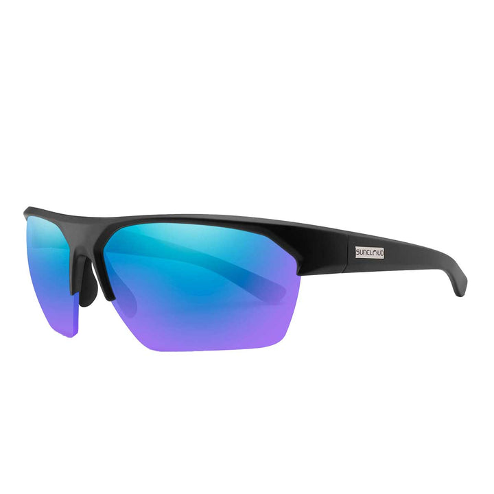 Suncloud Rival Sunglasses Polarized in Matte Black with Blue Mirror