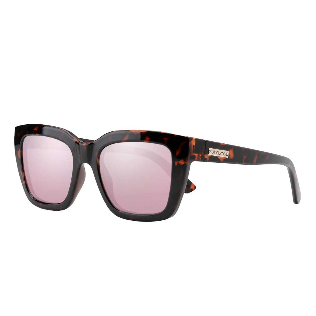 Suncloud Marion Sunglasses Polarized in Tortoise with Pink Gold Mirror