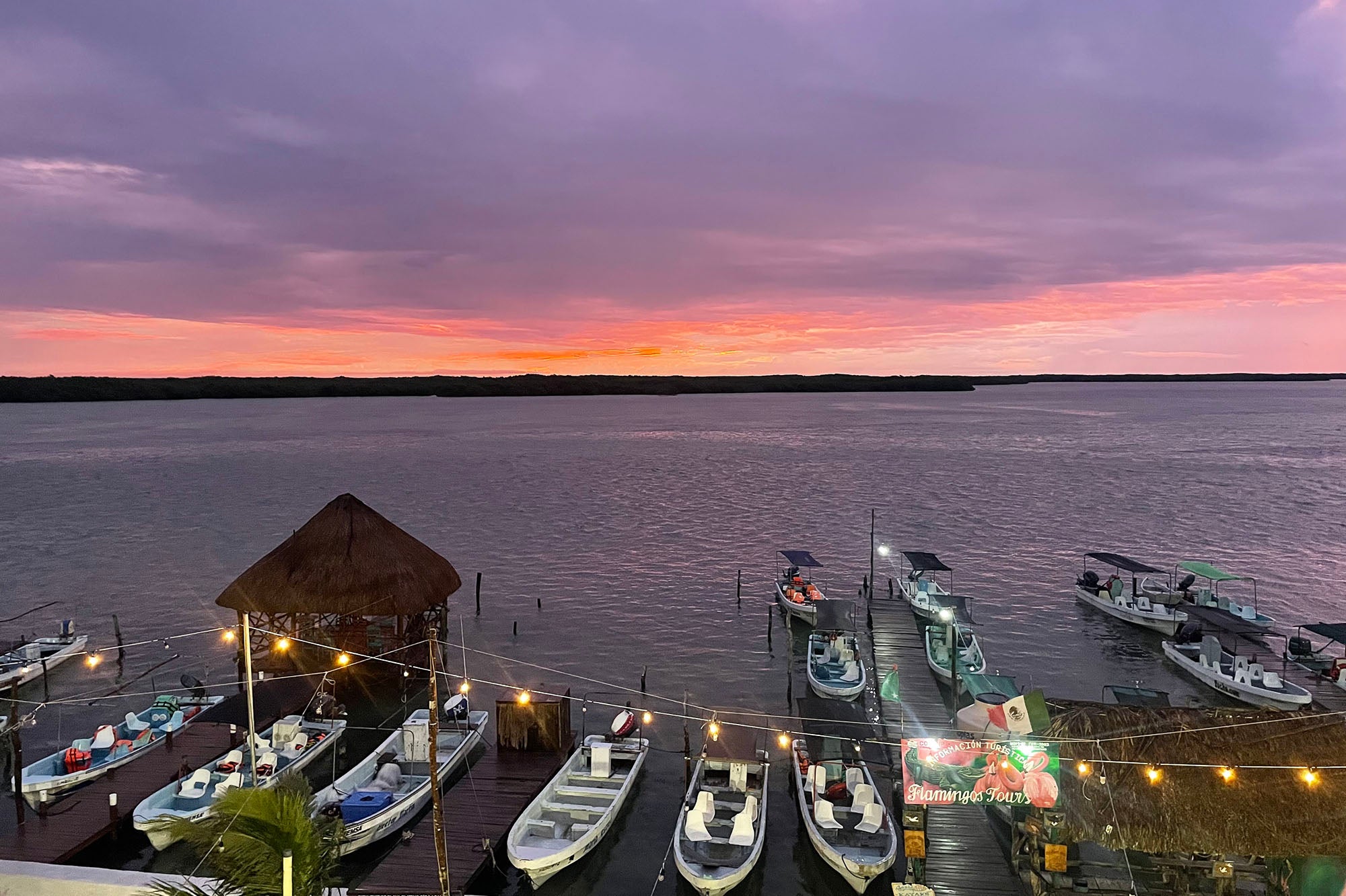 Boats docked at the marina outside of the Hotel Yuum Ha, the home of the Tarpon Cay Lodge.