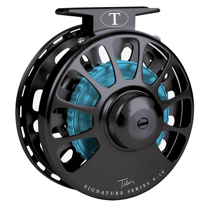 Tibor Signature Series Fly Reel in Jet Black and Aqua