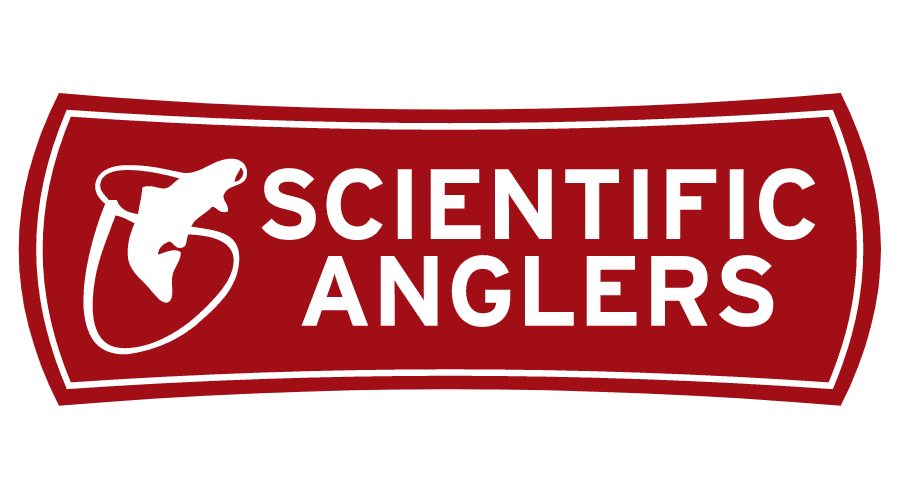 Scientific Anglers logo on a red background